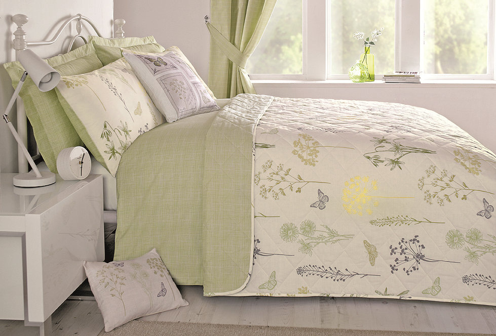 Bedding Matching Pencil Curtains Cushions Bedroom Botanical