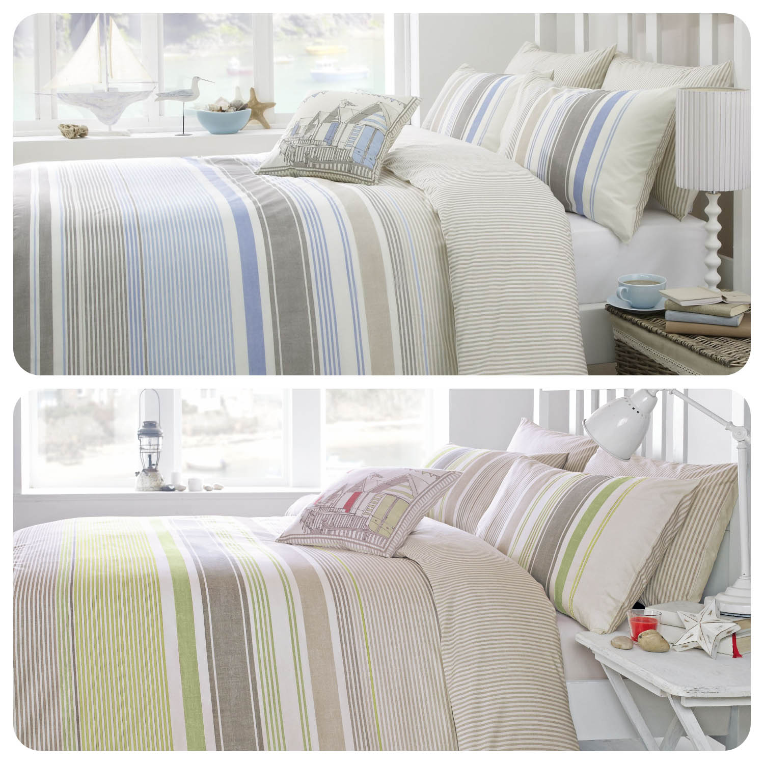 Dreams Drapes Falmouth Seaside Stripe Duvet Cover Set Bedding